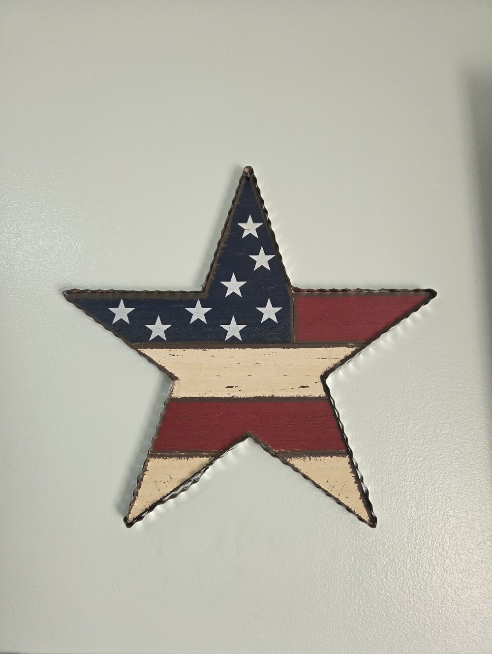 Rustic 16x16 American Flag Metal Barn Star Wall Decor Distressed Americana, EUC